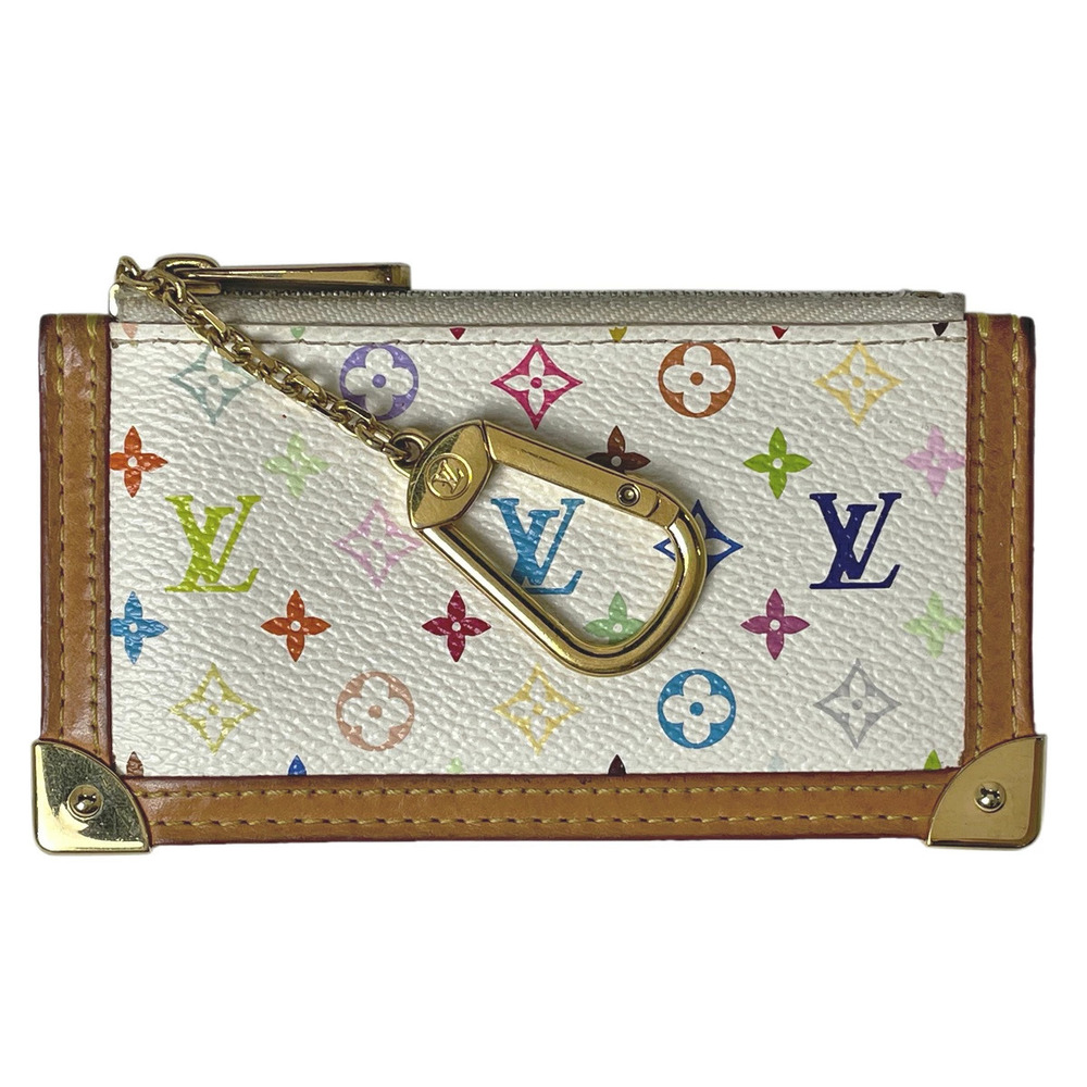 Louis Vuitton Pochette Key Keyring Coin Monogram Multicolor Blanc White